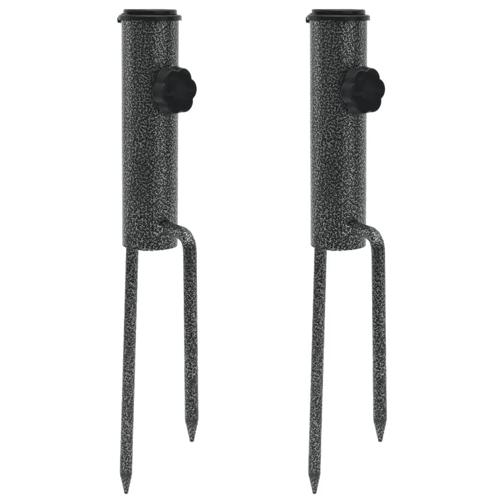 2 Pack Parasol Stands Spikes 3.5x13.8 Inch Galvanized Steel Outdoor Umbrella Stability