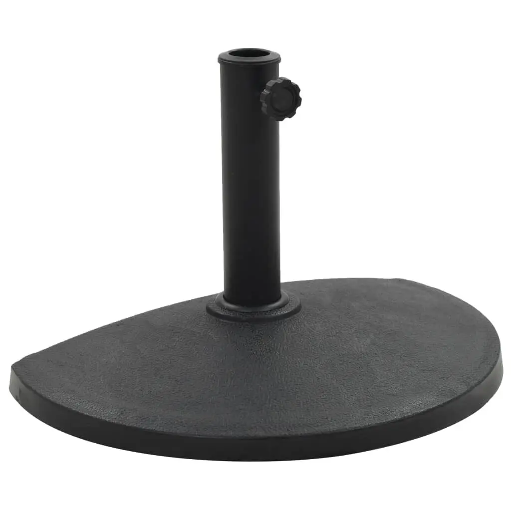 Parasol Base Half Round Polyresin 19.8 lb Black Outdoor Umbrella Stand
