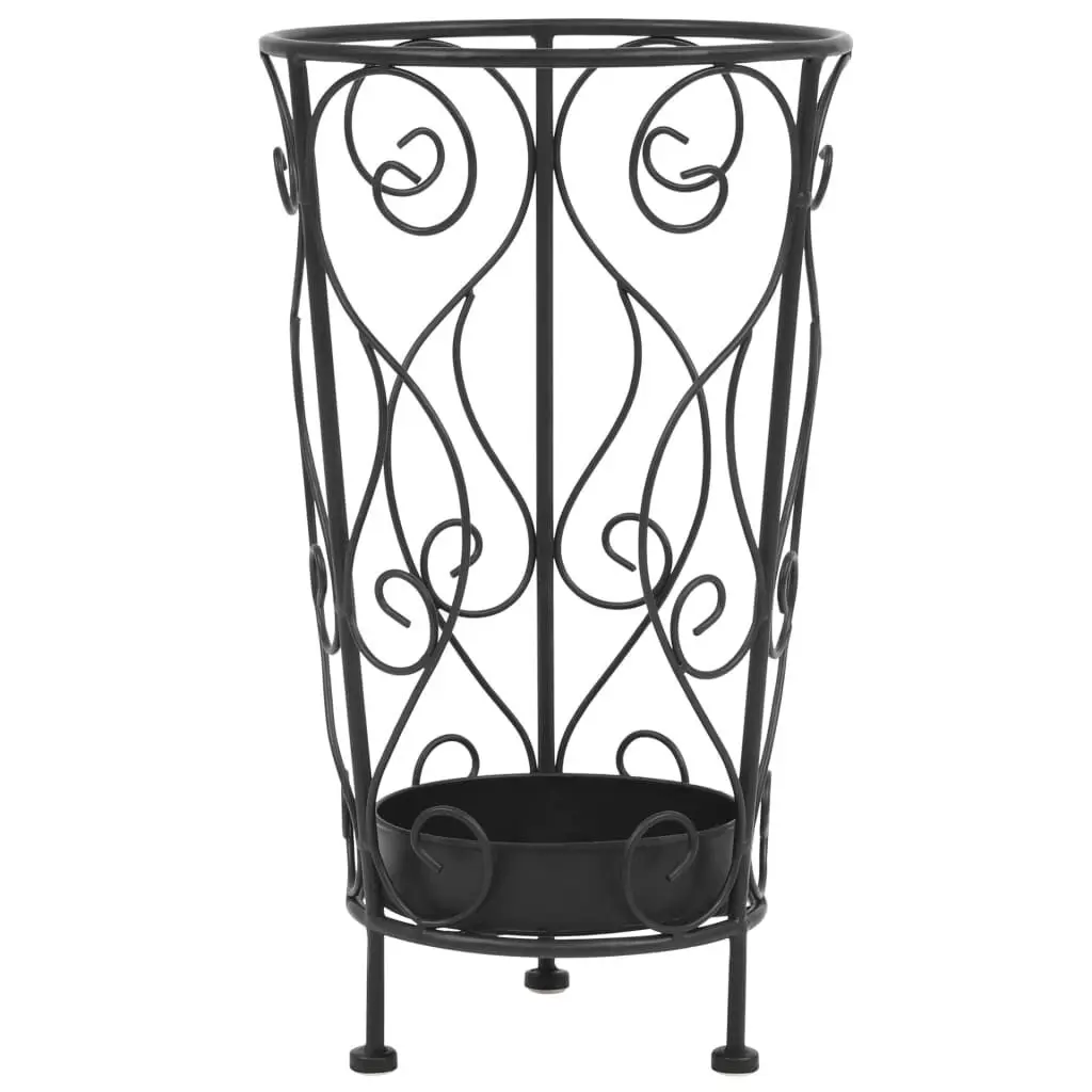 Vintage Style Metal Umbrella Stand 10.2x18.1 Inches Black Home and Garden