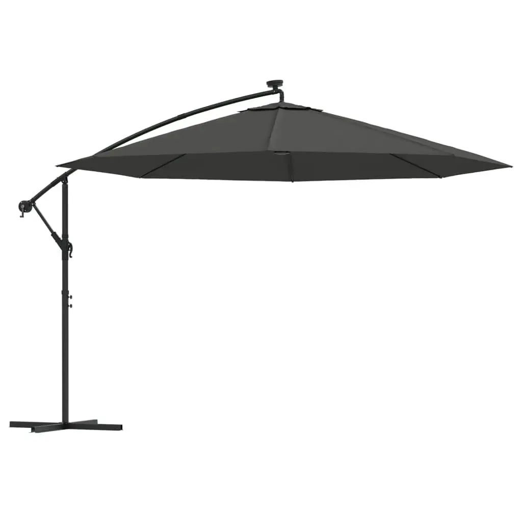Cantilever Garden Parasol LED Lights and Metal Pole 137.8 Inches Anthracite