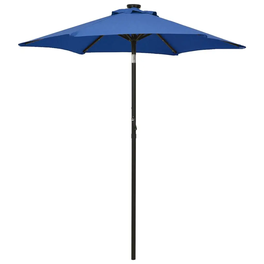 Garden Parasol LED Lights Azure Blue 78.7x83.1 Inches Aluminum Outdoor Umbrella