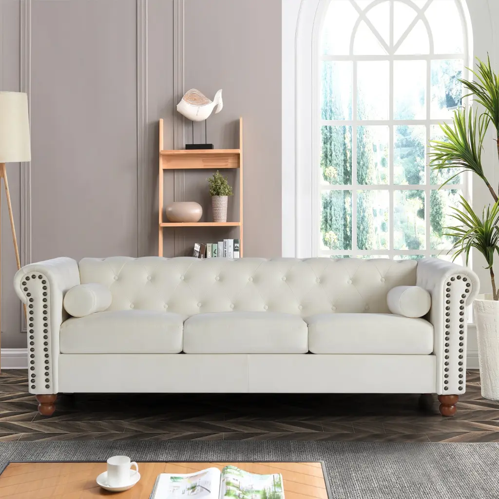 Timeless Traditional Living Room Upholstered Sofa Velvet Material ching hing-furniture