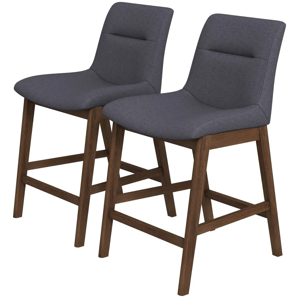 Jayden Mid Century Modern 24 Inch Upholstered Stool Set 2 Grey ashcroft furniture