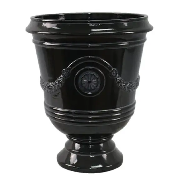 Southern Patio CMX-042464 Porter Urn Planter Black 15-1/2 Inch Classic Garden Pot
