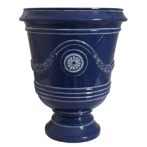 Southern Patio CMX-064725 Urn Planter Navy 15-1/2 Inch Classic Garden Decor