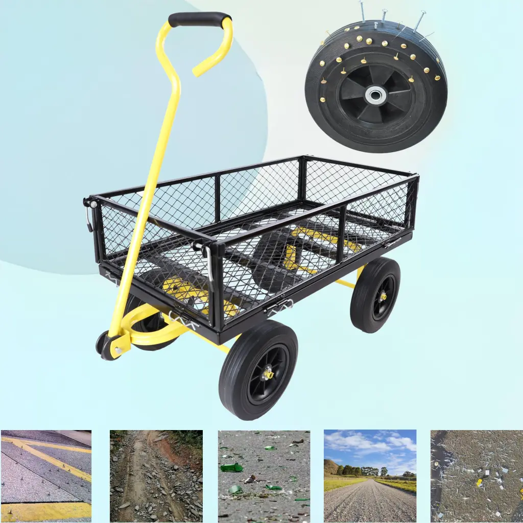 Black Yellow Shopping Cart Wagon Solid Wheels Foldable Utility Cart Garden qdxfl