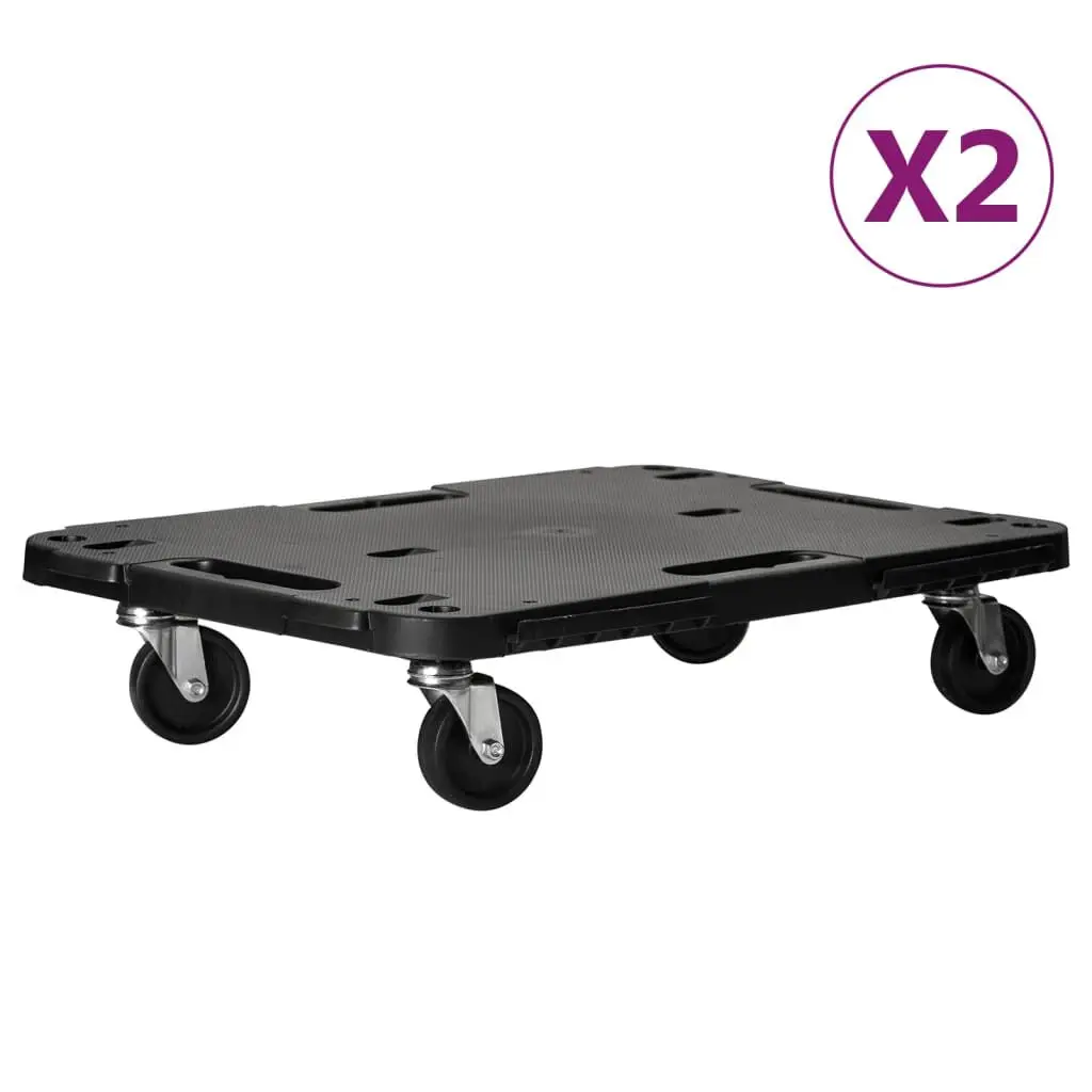 Transport Trolleys 2 pcs Black 22.8x15x4.7 Inches Polypropylene Carts