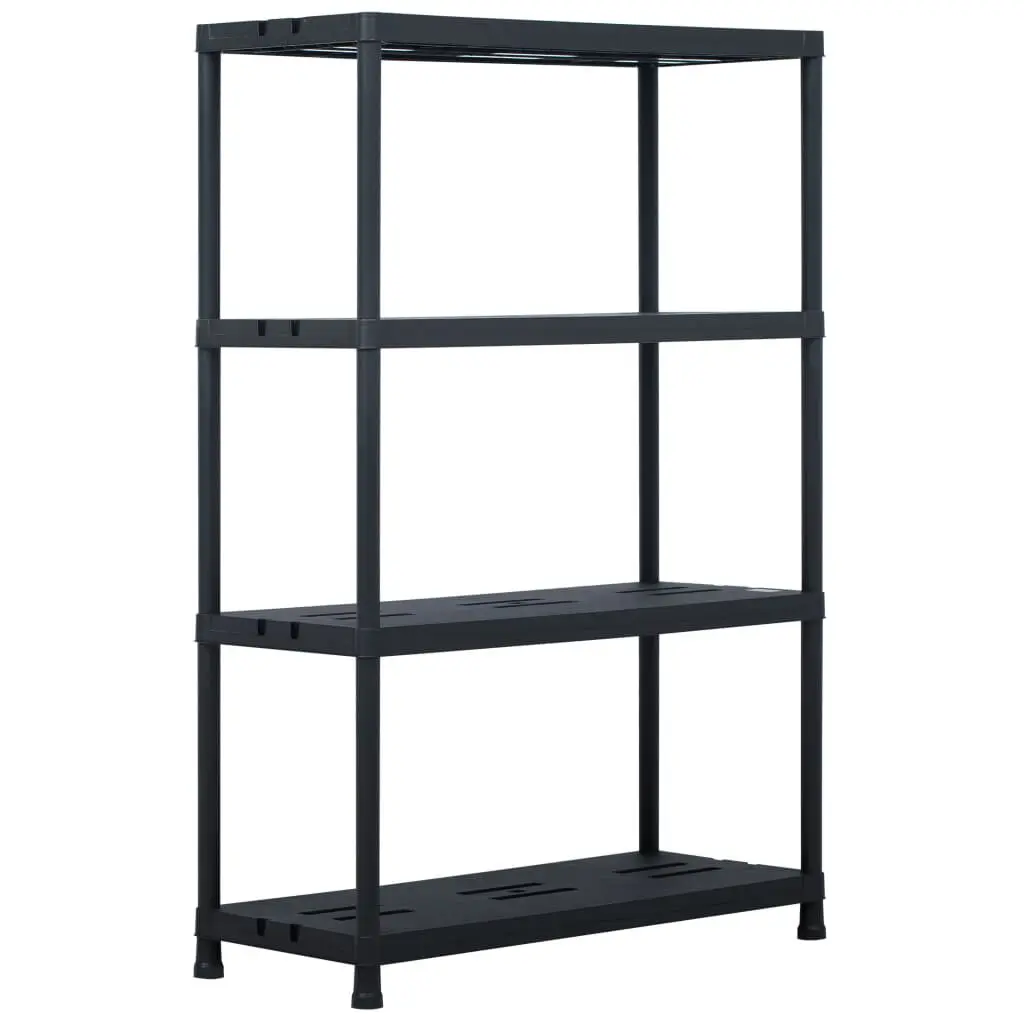 Storage Shelf Rack Black 485 lb Capacity 35.4x15.7x54.3 Plastic Shelving