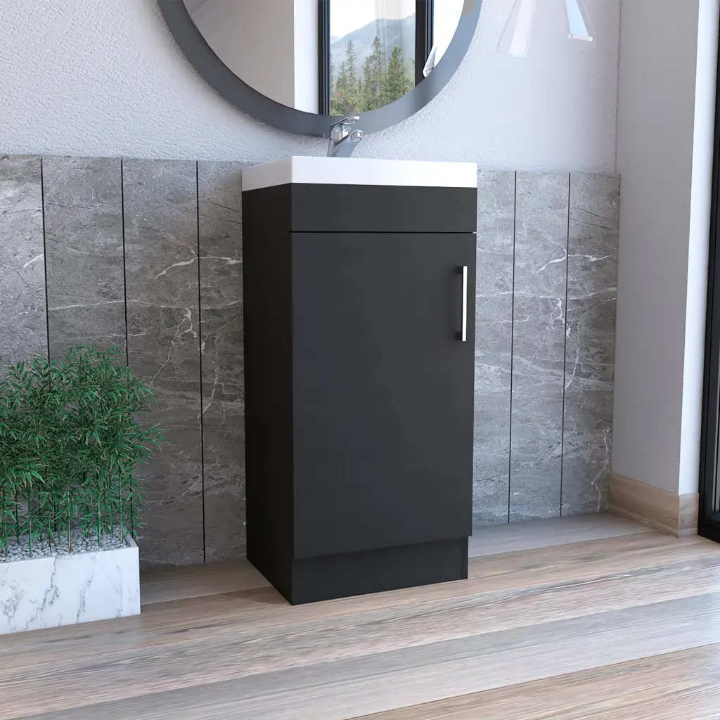 Sevilla Bathroom Vanity Single Door Cabinet Black Particle Board rta mubles colombia
