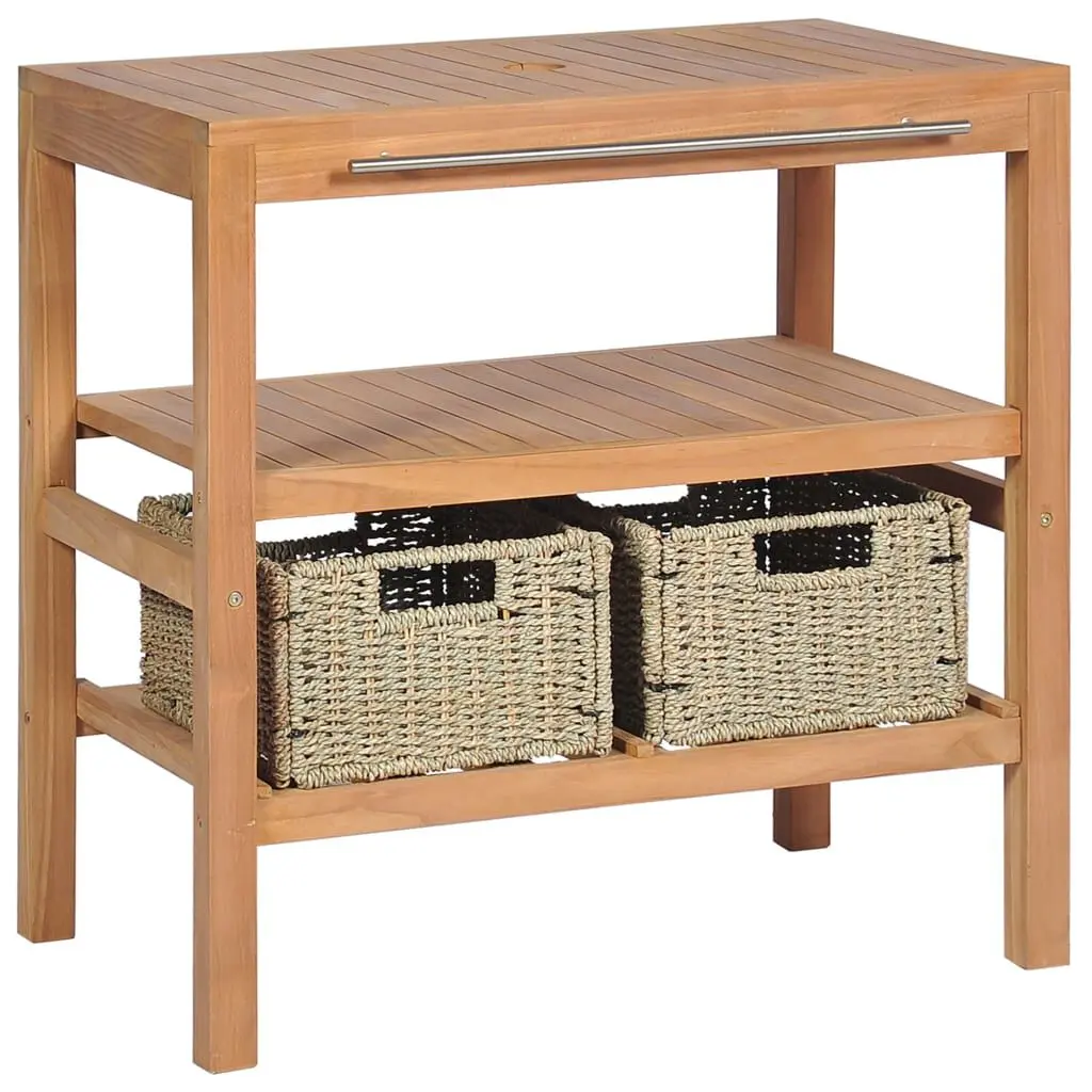Bathroom Vanity Cabinet 2 Binquireets Solid Teak 29.1x17.7x29.5 Inches Modern Storage Cabinet