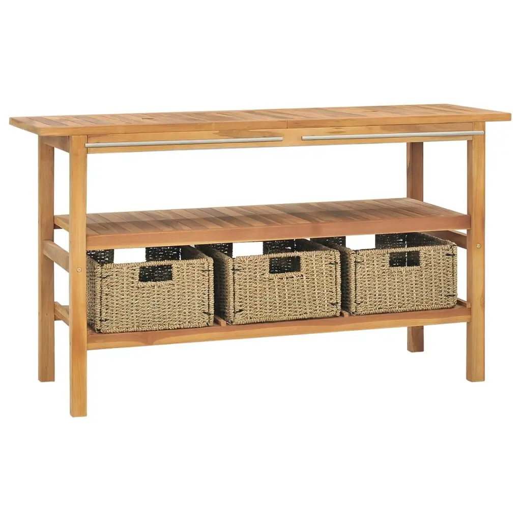 Bathroom Vanity Cabinet 3 Binquireets Solid Wood Teak 52x17.7x29.5 Inches Large Storage Cabinet