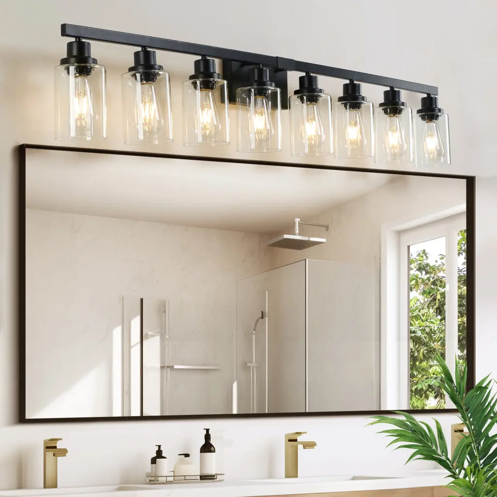 8 Lights Farmhouse Vanity Lights Fixture Rustic Bathroom Lighting lighting commune