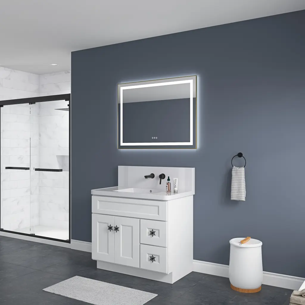 36x28 Inch Bathroom Vanity Mirror Framed Dimmable Makeup Mirror Wall rnb