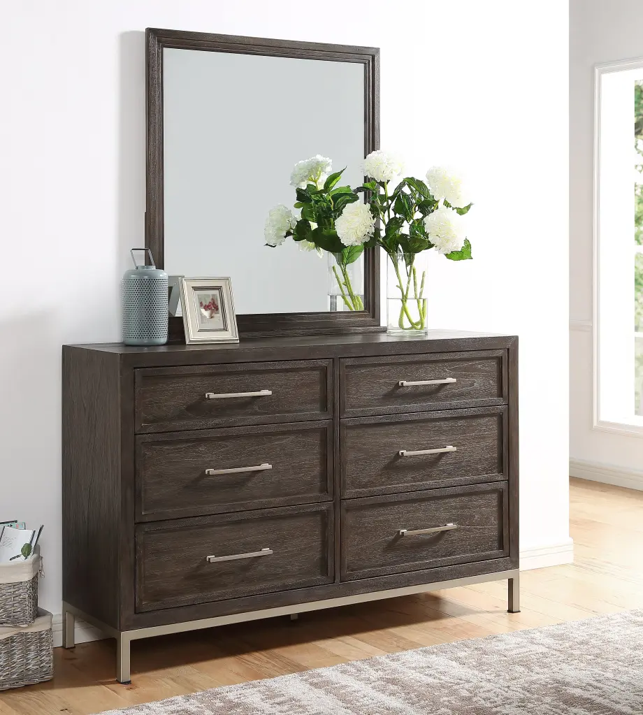 Broomfield Gowner And Mirror Dark Brown Wood Vanity Set steve silver furniture