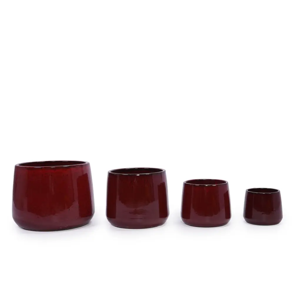 4 Pieces Planter Pot, Indoor Outdoor Flowerpot Patio, Garden, Or Windowsills - Bean Paste Ruby