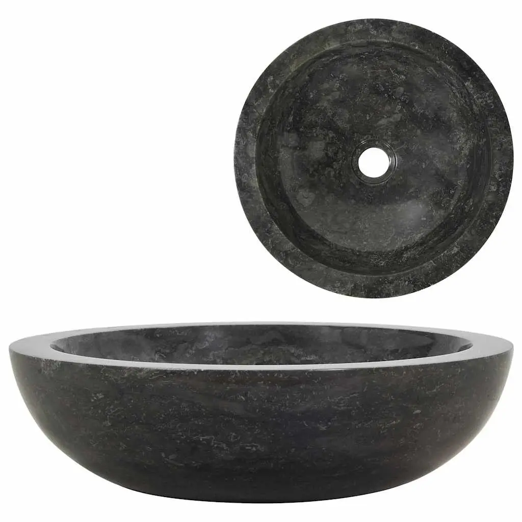 15.7 Inch Black Marble Sink Modern Bathroom Vessel
