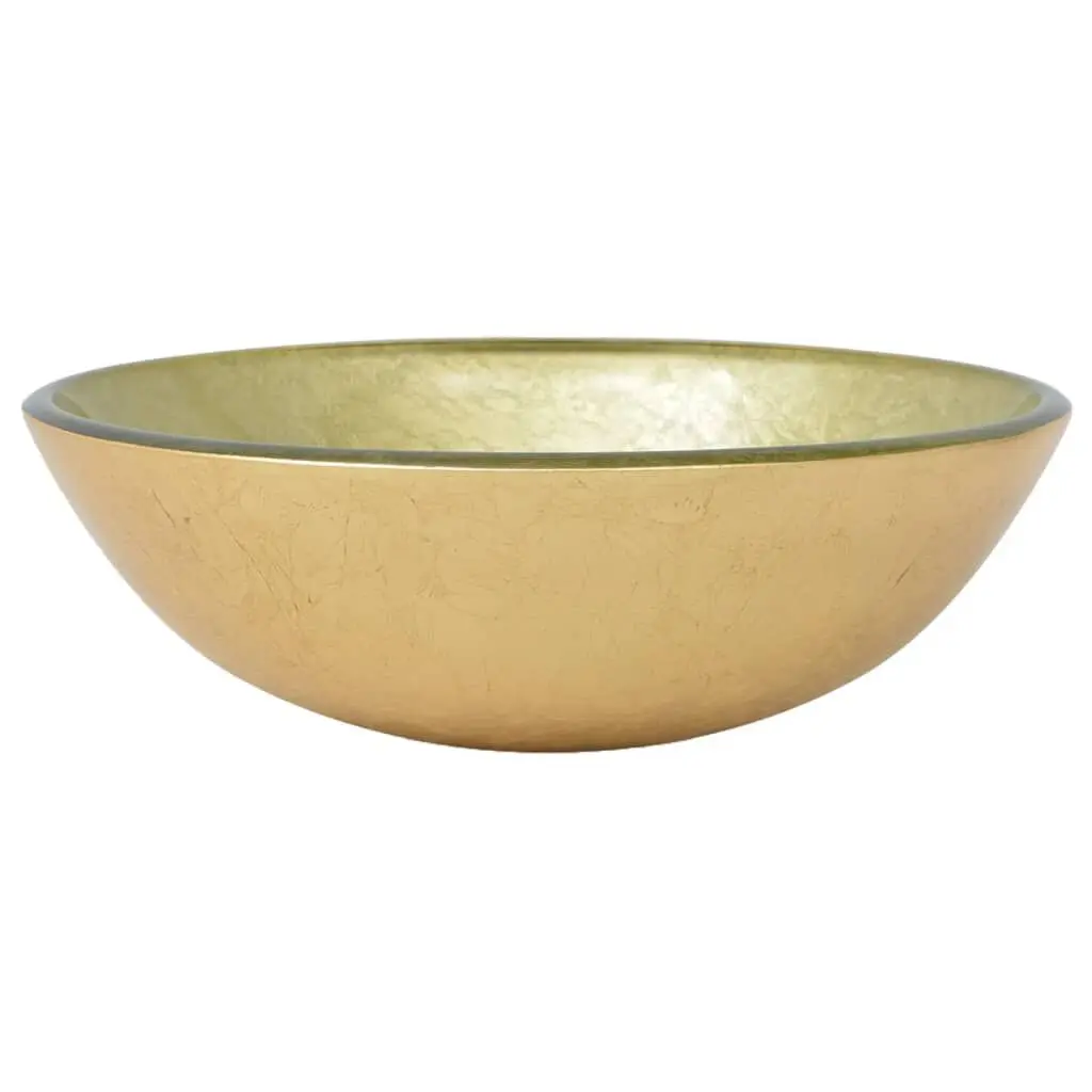 16.5 Inch Gold Tempered Glass Basin Modern Bathroom Sink