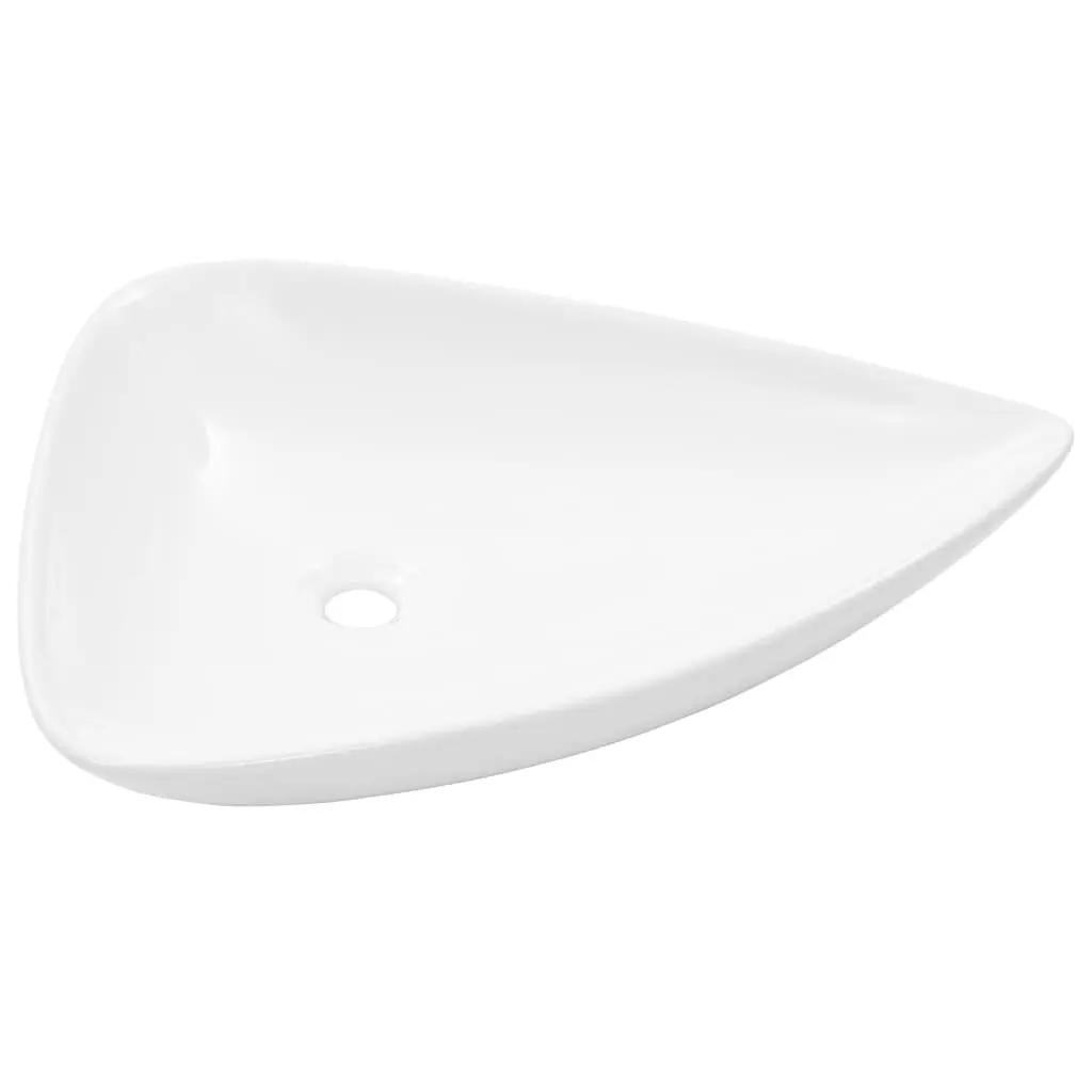 Basin Ceramic White Triangle 25.4x17.9x4.5 Inch Bathroom Sink