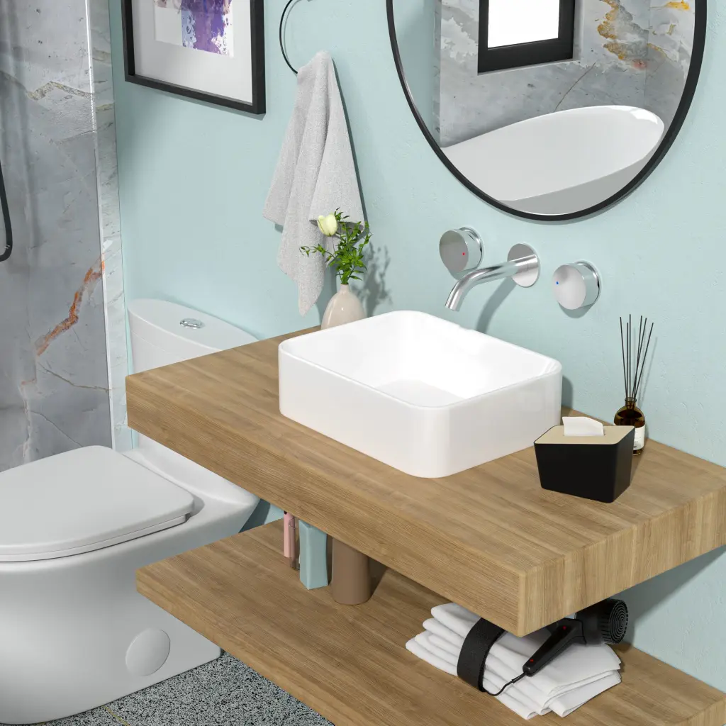 19x15 Inch White Porcelain Rectangular Vessel Bathroom Sink lordear