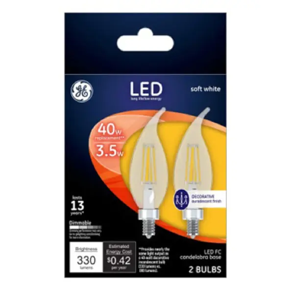 GE 93103493 Decorative Dimmable LED Light Bulb 3.5 Watts Energy Efficient Vintage Style Bulb