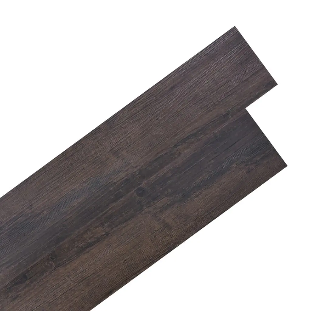 Self-adhesive PVC Flooring Planks 54 ft² 0.08 Inches Dark Brown Vinyl Flooring