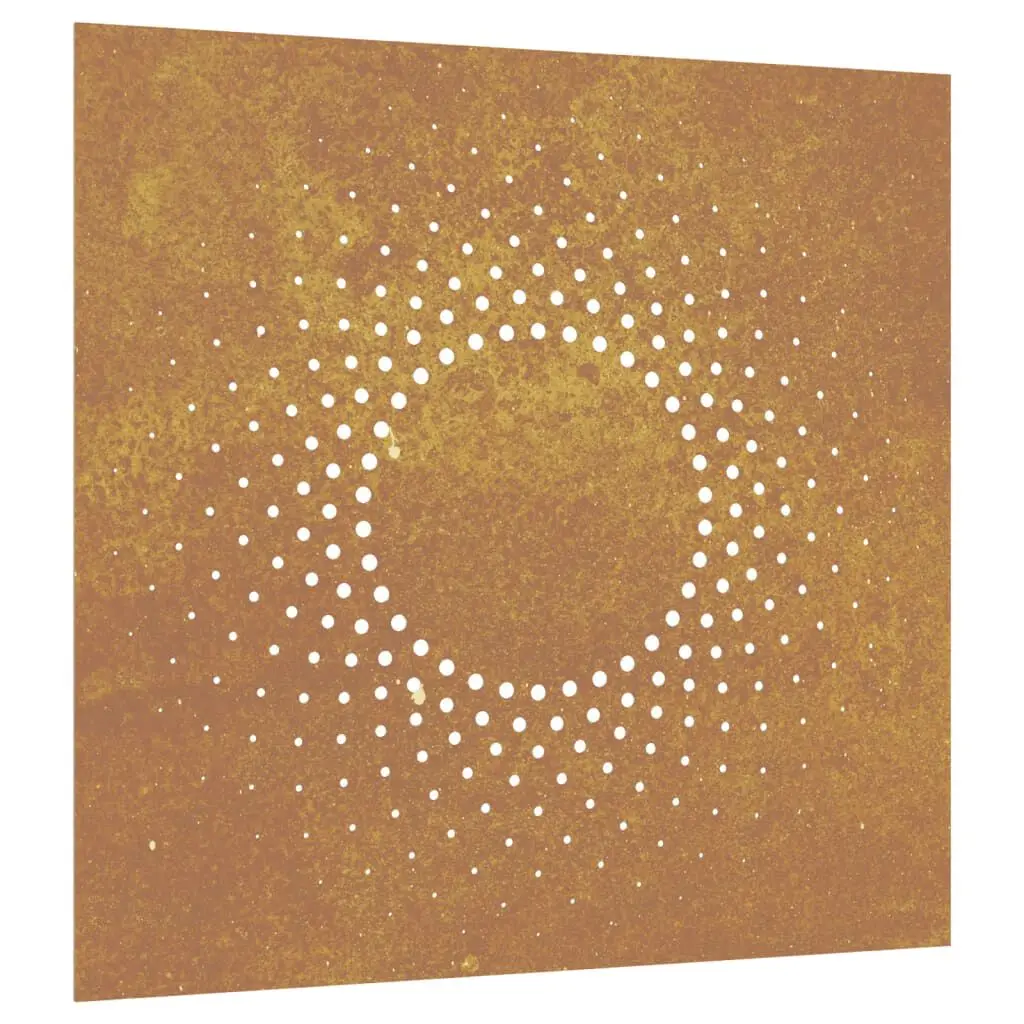 Corten Steel Sun Design Patio Wall Decoration 21.7x21.7 Inch Outdoor Art