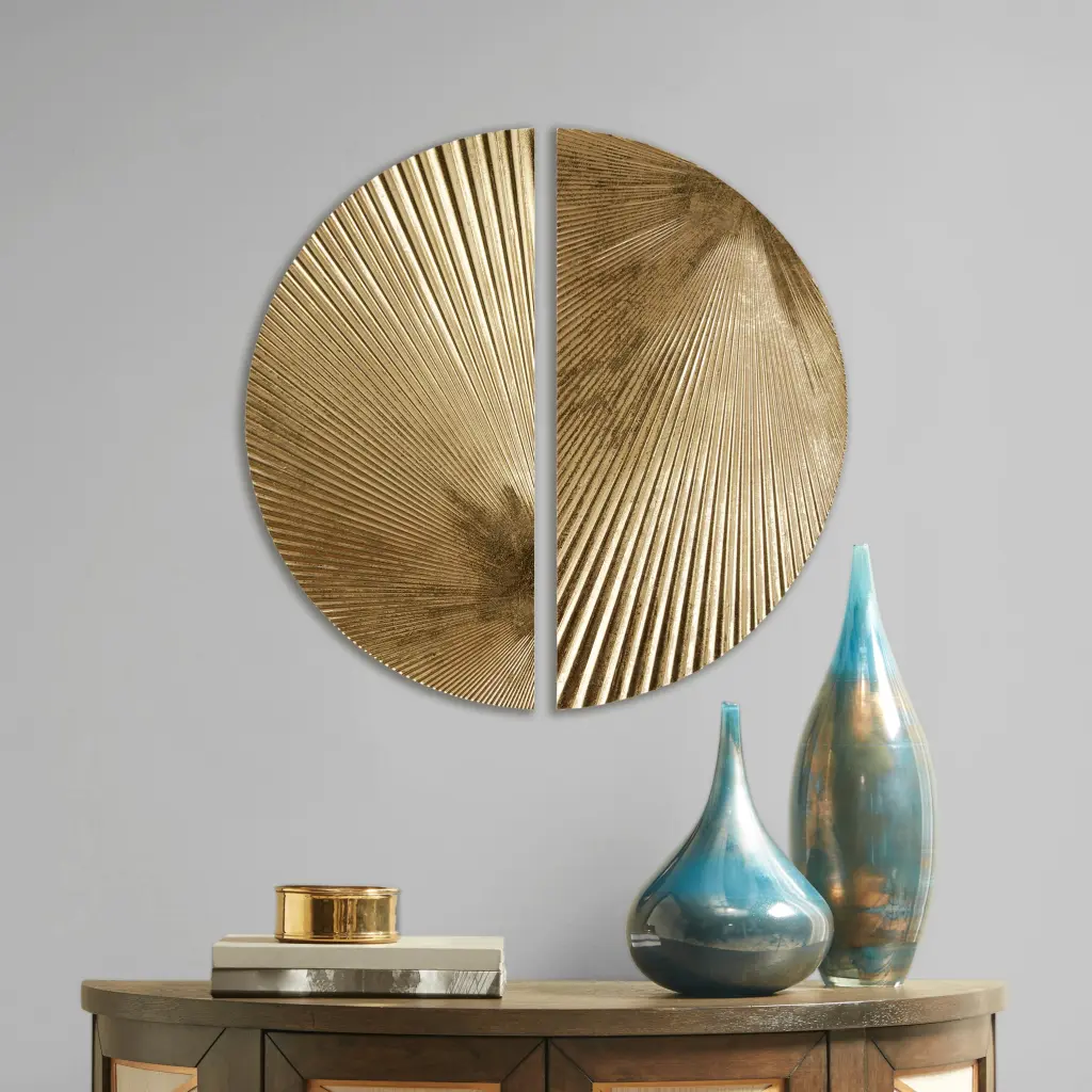 Half Moon 2 Piece Metallic Wall Decor Set Precious Metal Metallic jla