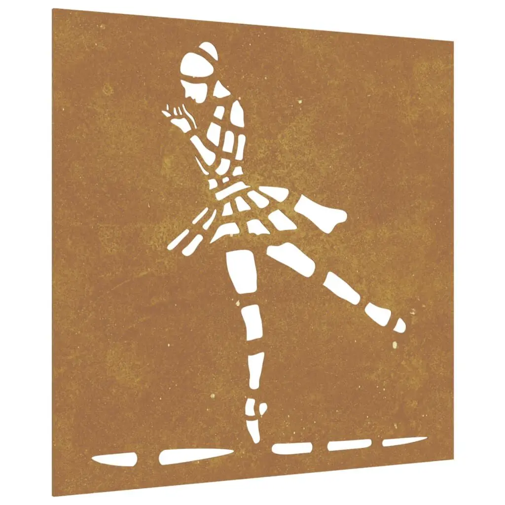 Patio Wall Decoration 21.7x21.7 Inches Corten Steel Ballet Dancer Design Outdoor Art