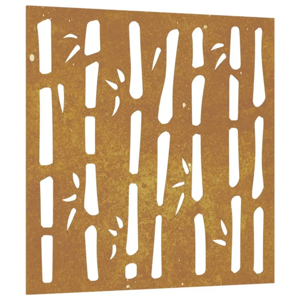 Patio Wall Decoration 21.7x21.7 Inches Corten Steel Bamboo Design Outdoor Art