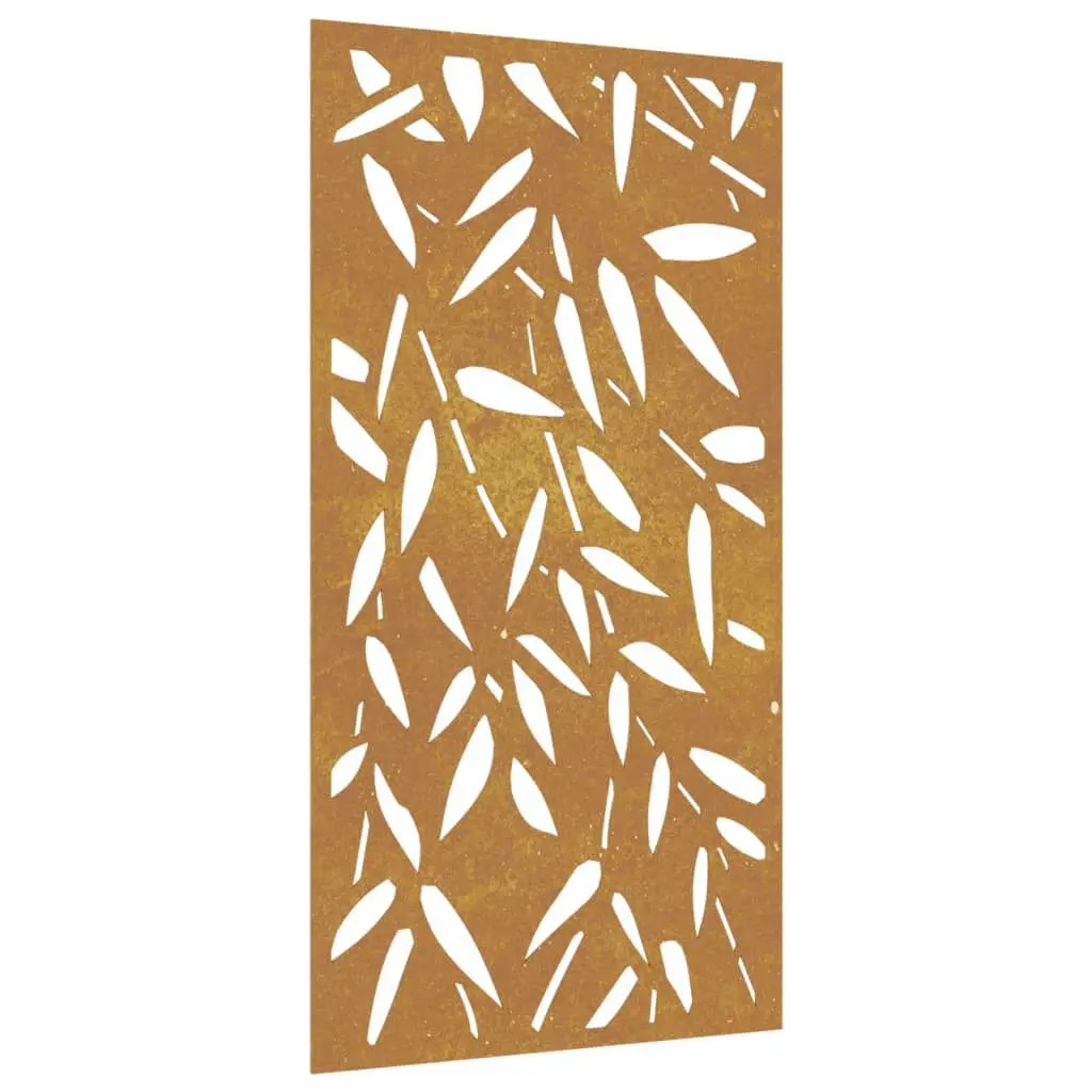 Patio Wall Decoration 41.3 Inch Corten Steel Bamboo Leaf Design Outdoor Art