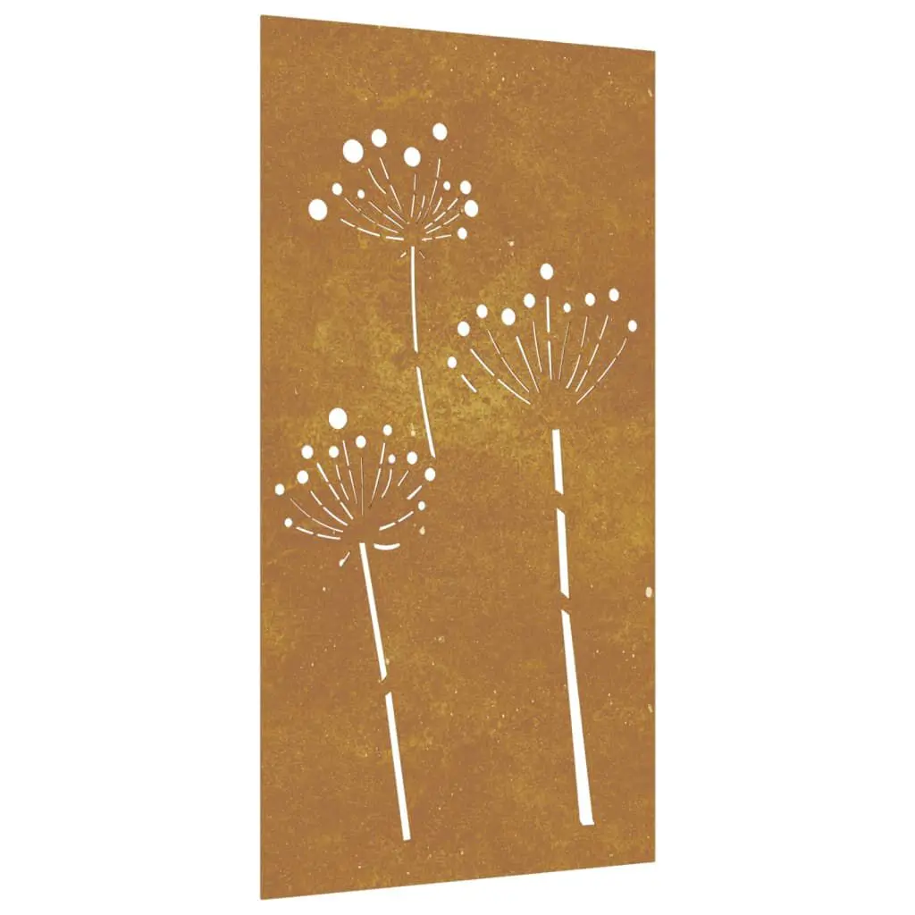 Patio Wall Decoration 41.3x21.7 Inches Corten Steel Flower Design Outdoor Art