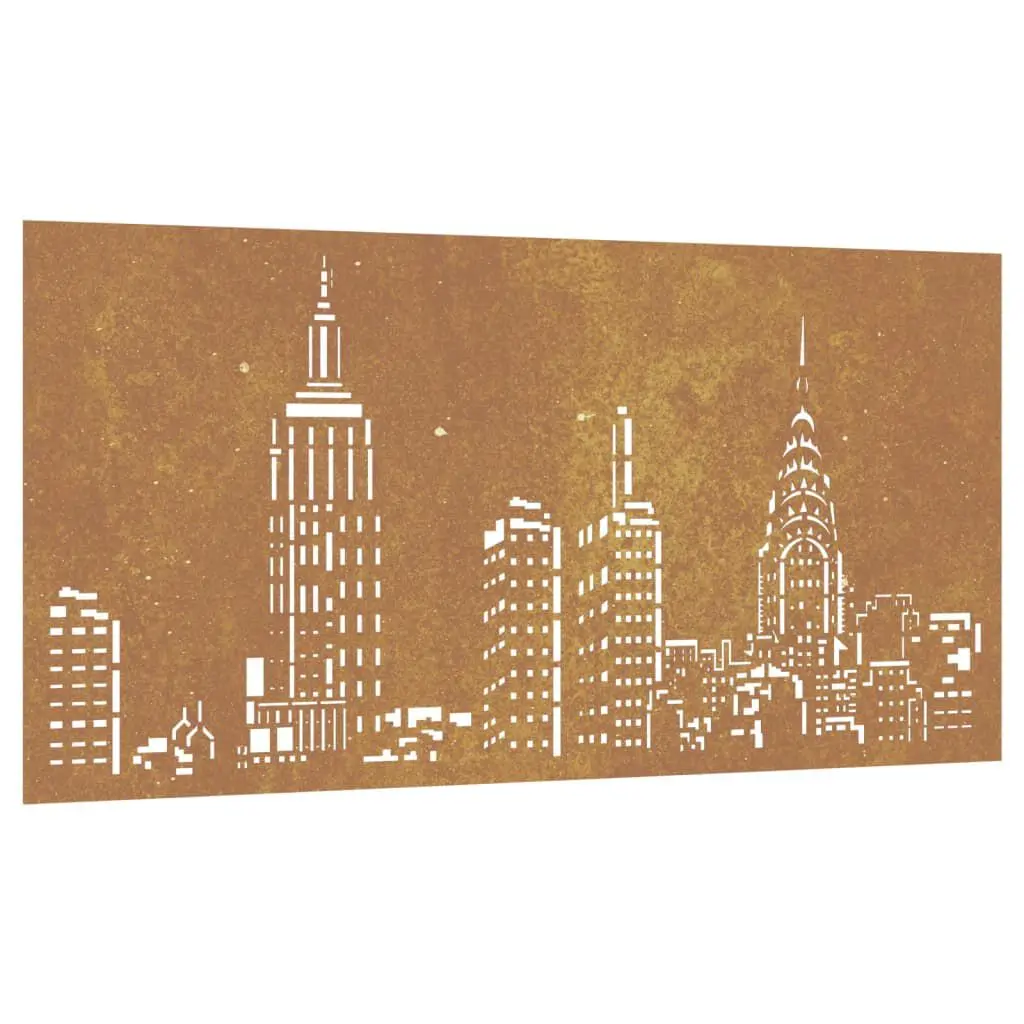 Patio Wall Decoration 41.3x21.7 Inches Corten Steel Skyline Design Outdoor Art