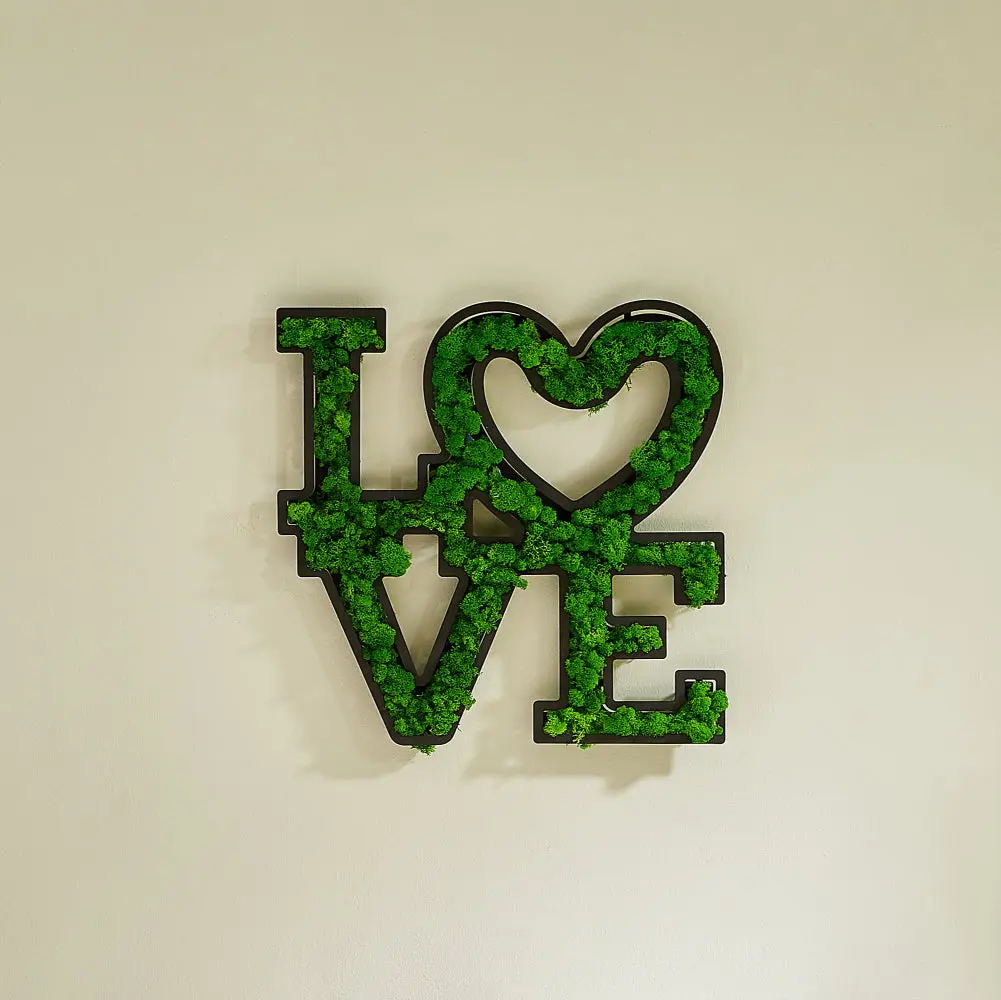 Letter Art Moss Wall Decor Green Ferrous Metal Modern Home Decor rnb