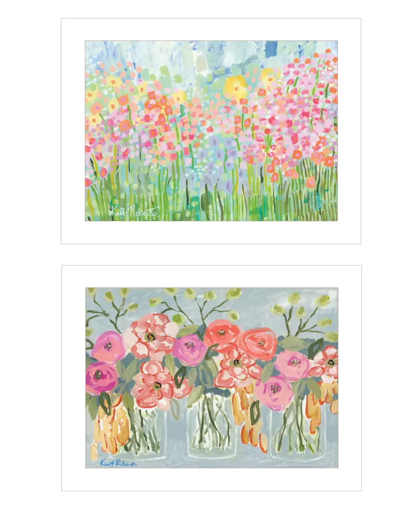 Garden Flowers II 2 Piece Vignette Kait Roberts Ready To Hang Framed Art trendy decor 4u