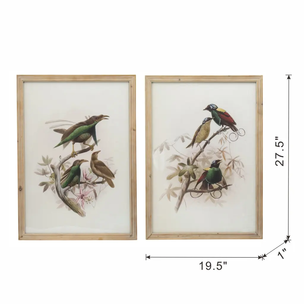 S 2 Bird Framed Print 19.5X27.5" Multicolor Timber Wall Art w2078