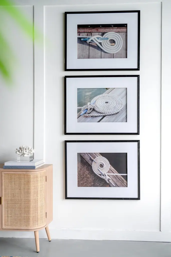 30 X 24 Inch Rope Wall Art Black Frame Living Room Decor w2078