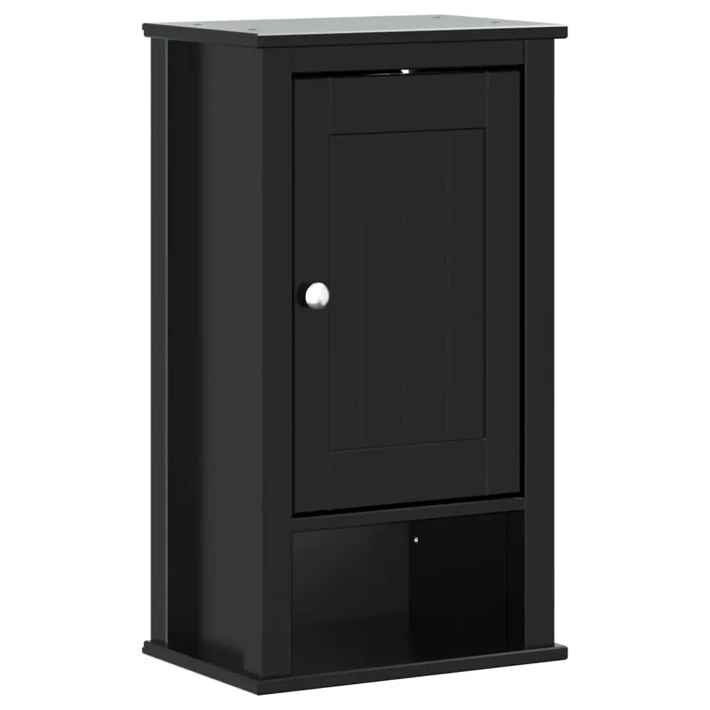 Bathroom Wall Cabinet BERG Black 15.7x10.6x28.1 Inches Solid Wood Pine