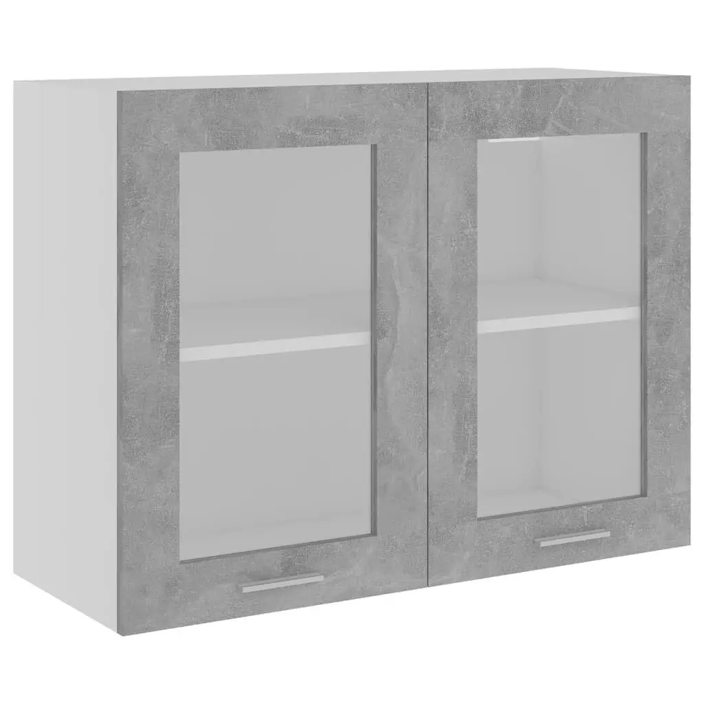 Hanging Glass Cabinet Concrete Gray 31.5x12.2x23.6 Engineered Wood Storage