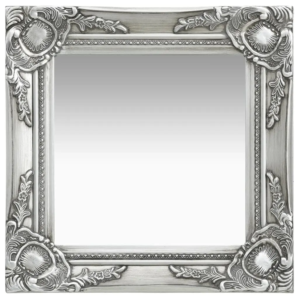 15.7x15.7 Inch Baroque Style Silver Wall Mirror Decorative Home Decor