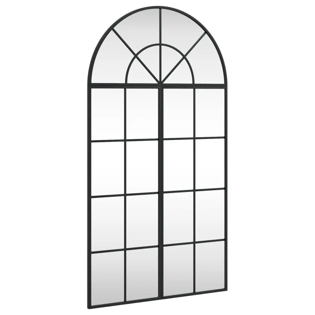 Black Arch Iron Wall Mirror 23.6x43.3 Inches Elegant Home Decor