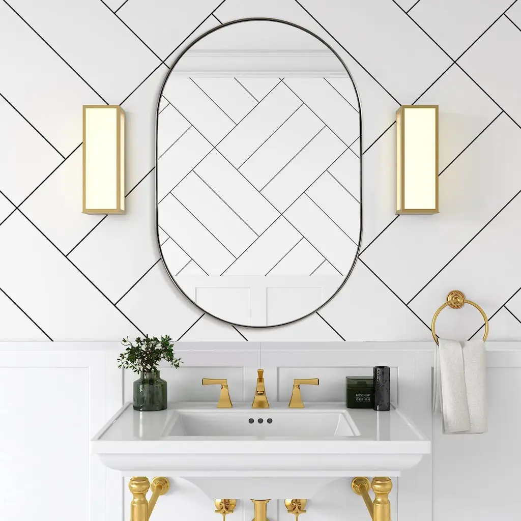 Shiny Metal 20 X 33 Inch Oval Mirror Classic MDF Crystal Aluminum huovtr