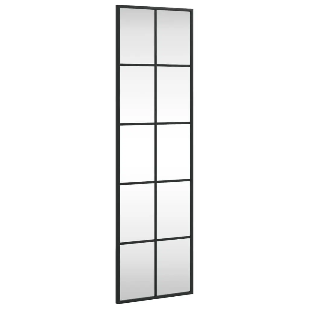 Wall Mirror Black 11.8x39.4 Inches Rectangle Iron Frame Decor