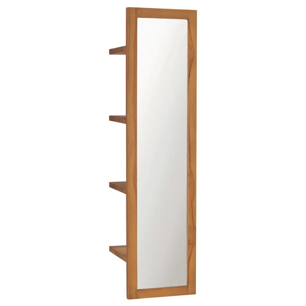 Wall Mirror Shelves 11.8x11.8x47.2 Inches Solid Teak Wood