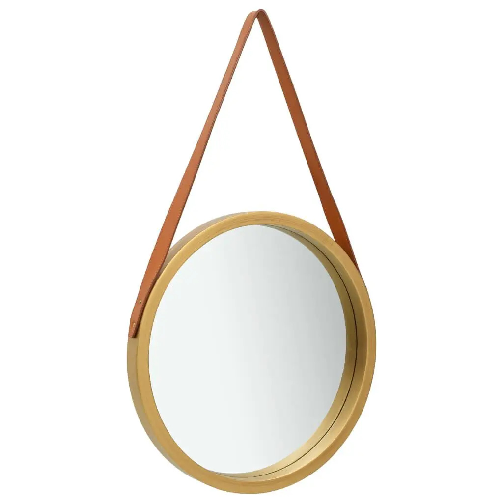 Wall Mirror Strap 16.7 Inch Gold Decorative Home Mirror