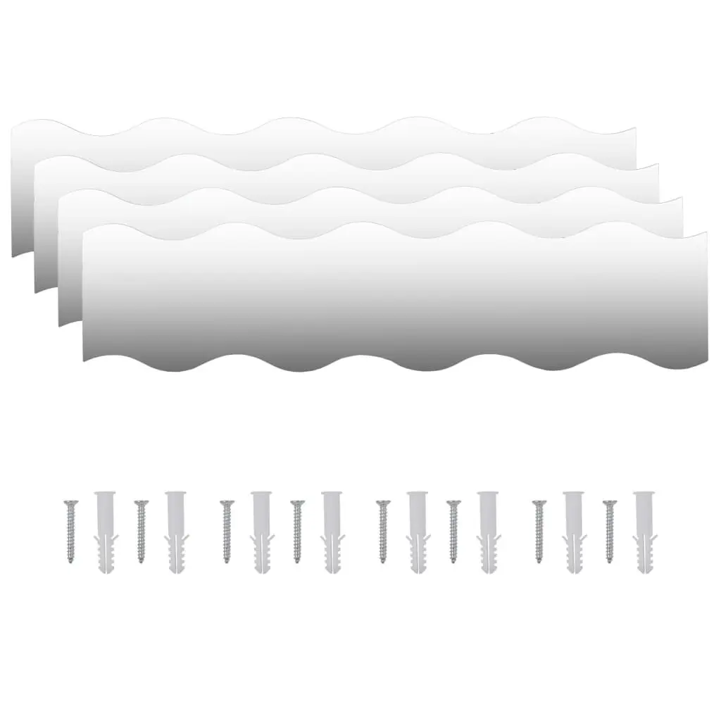 Wall Mirrors 4 pcs 39.4x9.1 Inches Wave Glass Decorative