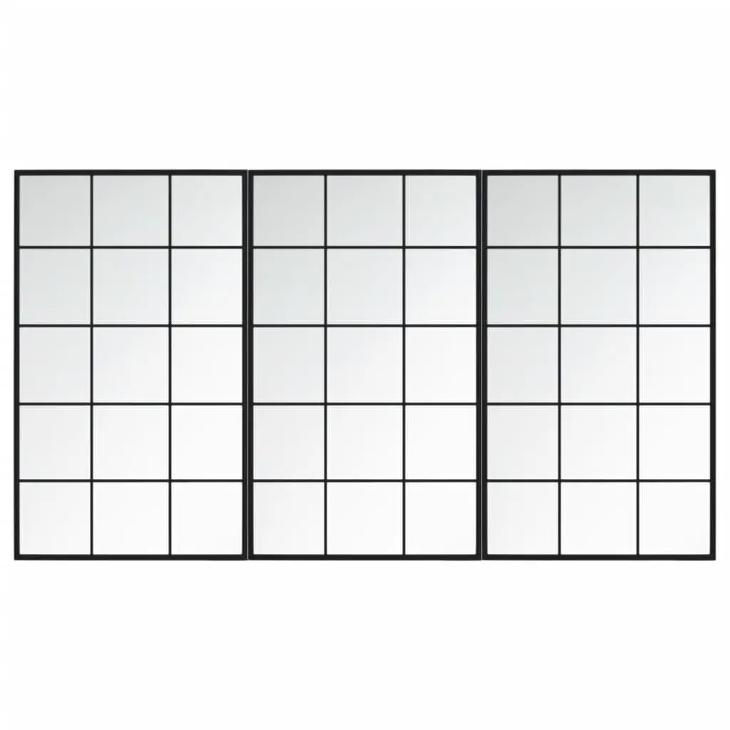 Wall Mirrors 3 Pieces Black 39.4x23.6 Inches Metal Framed Decor