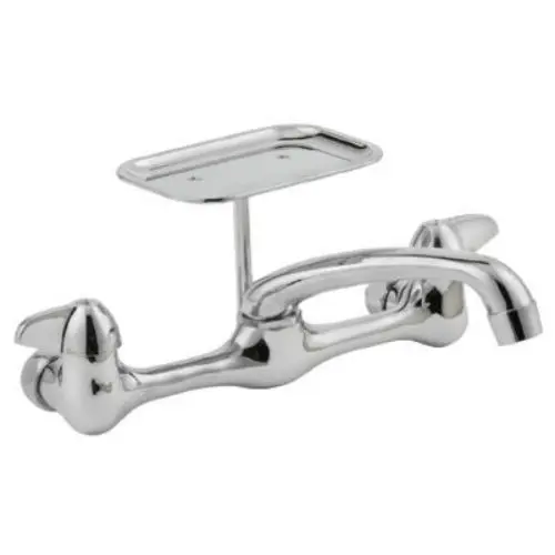 HomePointe Wall-Mount Two-Handle Kitchen Faucet Chrome