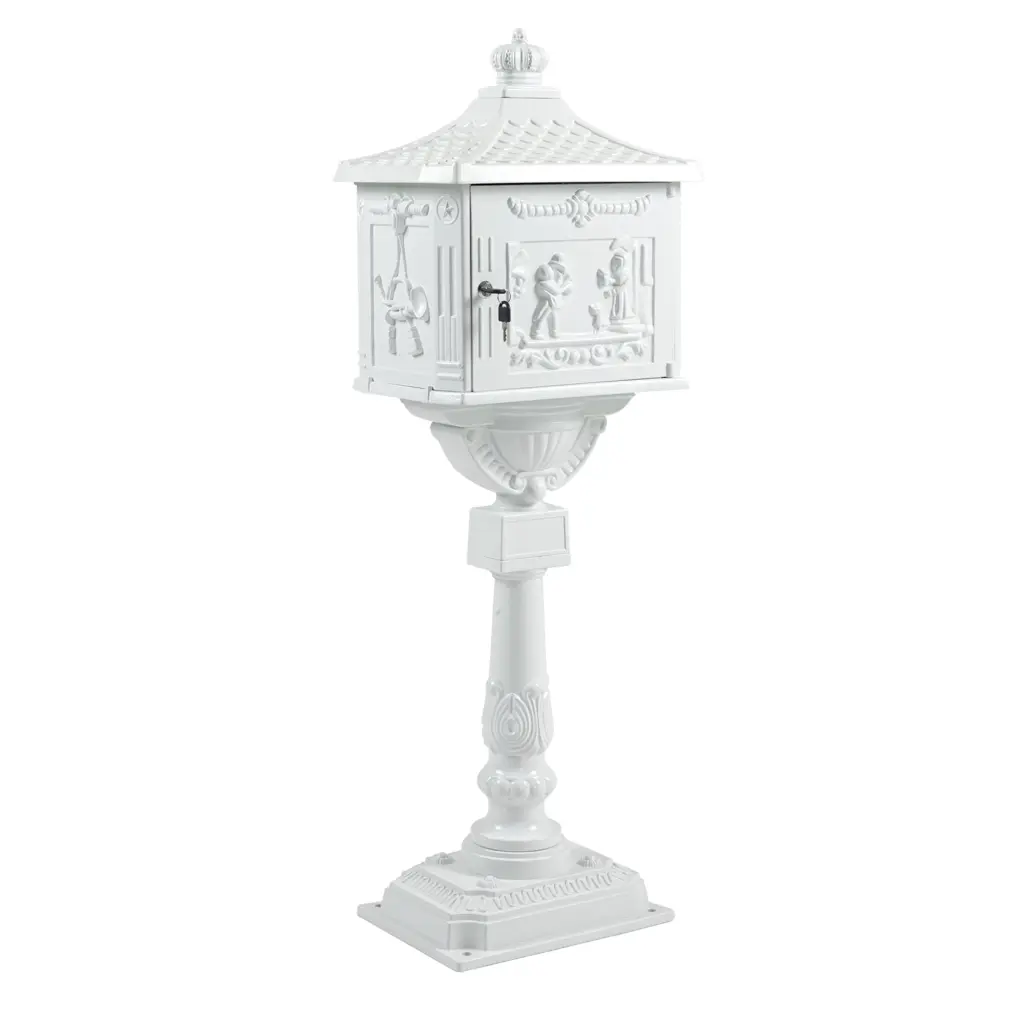 White Cast Aluminum Mailbox Heavy Duty Security Postal Box w2505