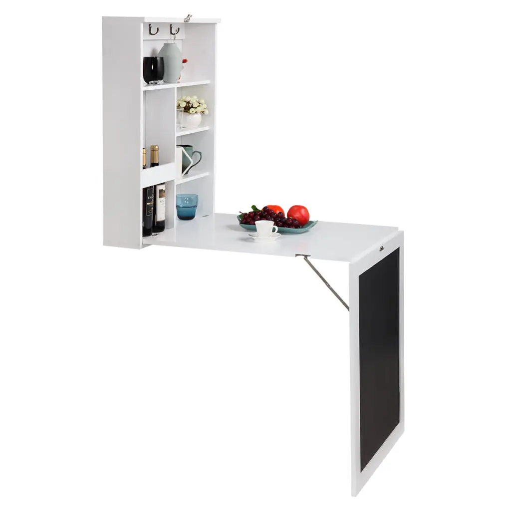 Floating Wall Mounted Collapsible Desk Storage Shelves and Black Finish w2181