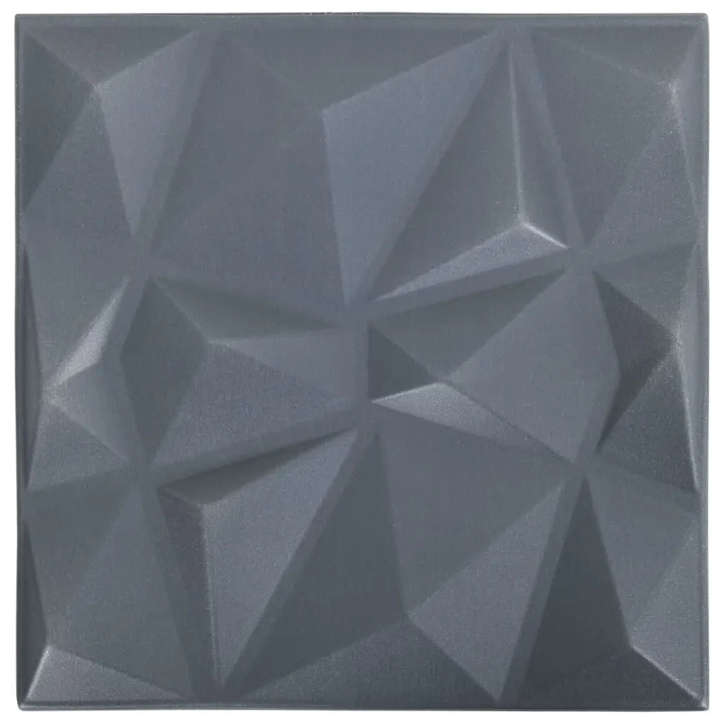 48 Pack Diamond Gray 3D Wall Panels 19.7x19.7 Inches Large Wall Decor